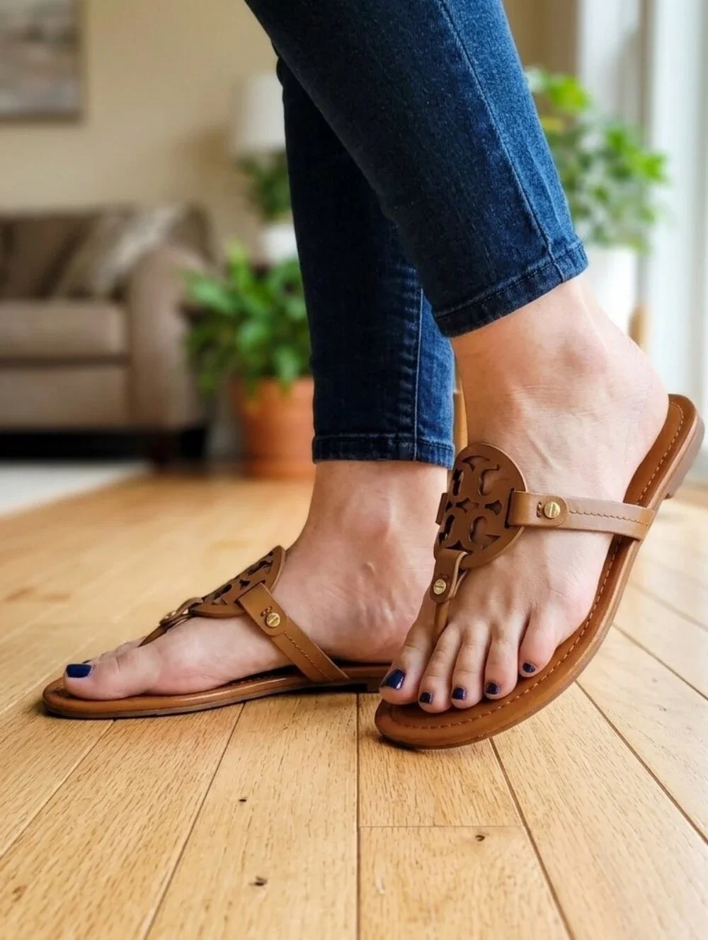 Tory Burch Miller Sandals Vintage Vachetta Size 8.5